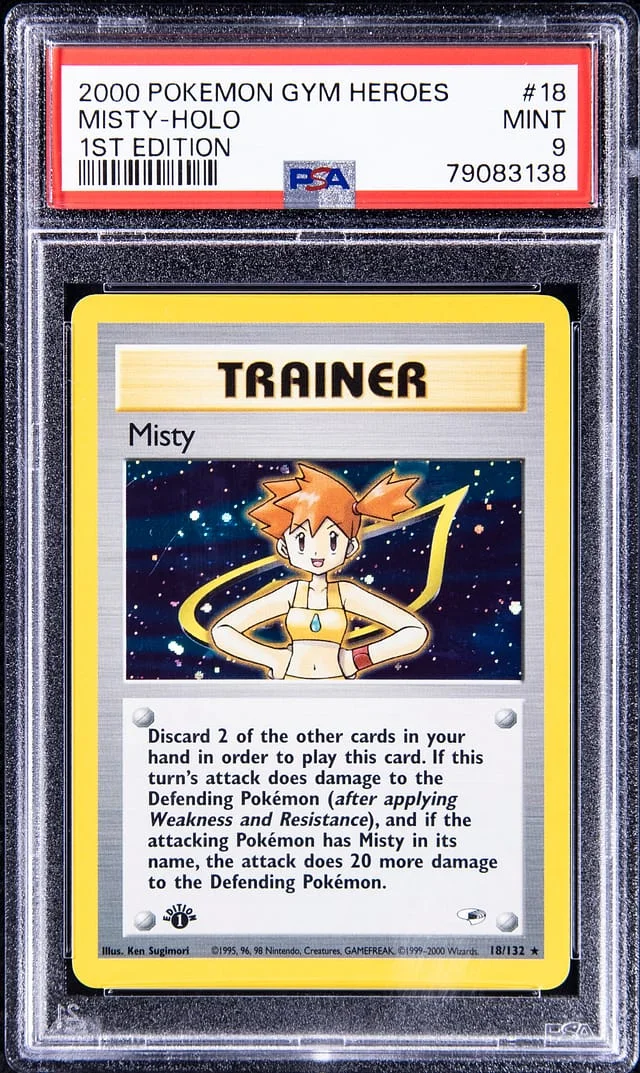 2000 Pokemon Gym Heroes 1st Edition Rare Holofoil Misty #18 card image
