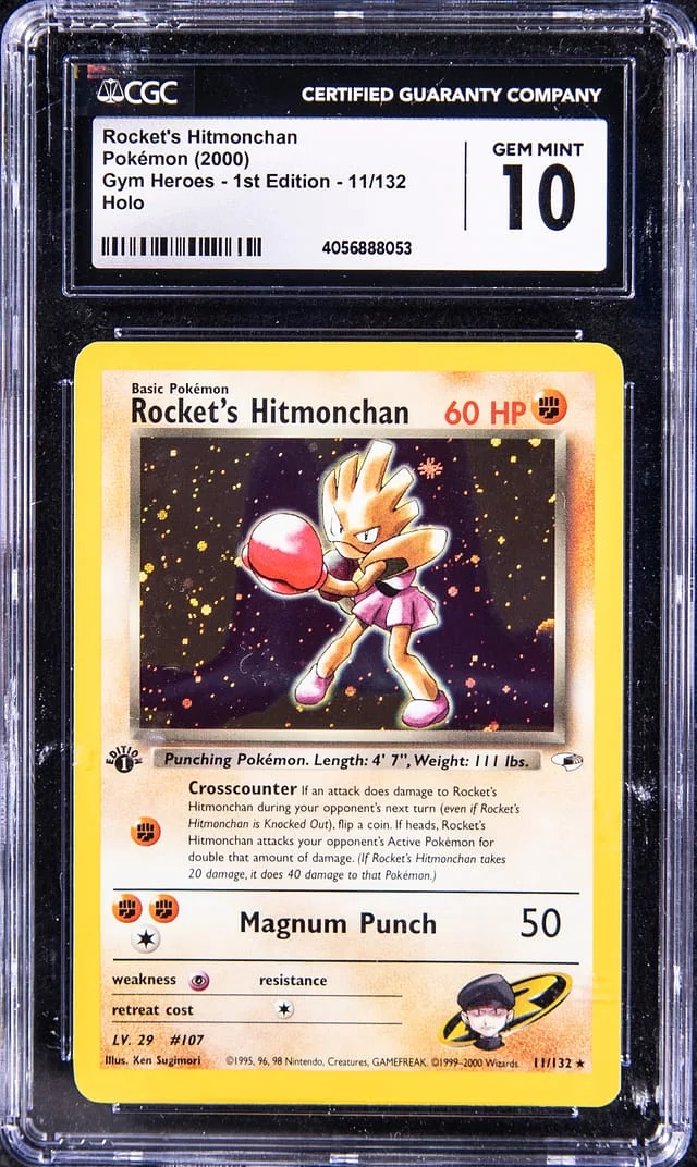 2000 Pokemon Gym Heroes 1st Edition Rare Holofoil Rocket's Hitmonchan #11 card image