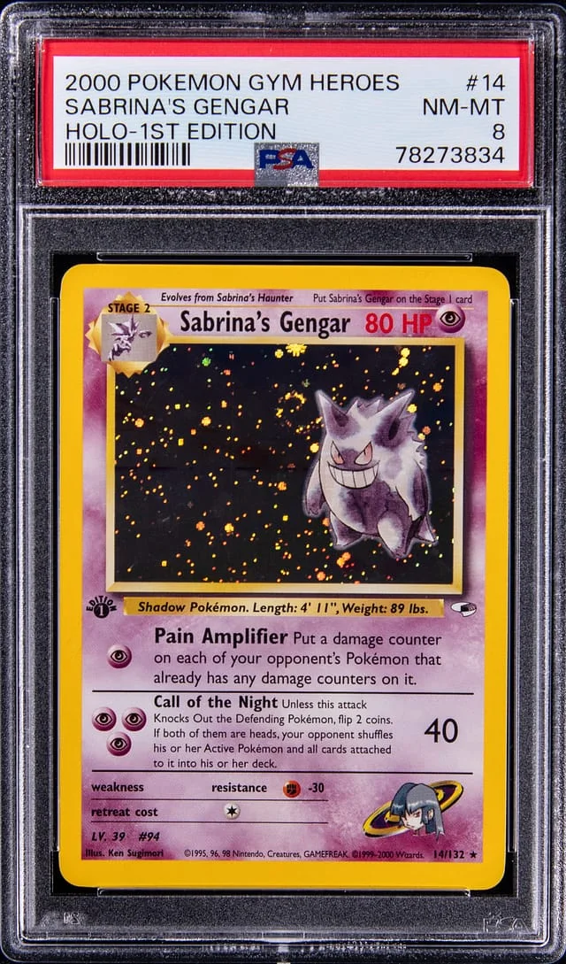 2000 Pokemon Gym Heroes 1st Edition Rare Holofoil Sabrina's Gengar #14 card image