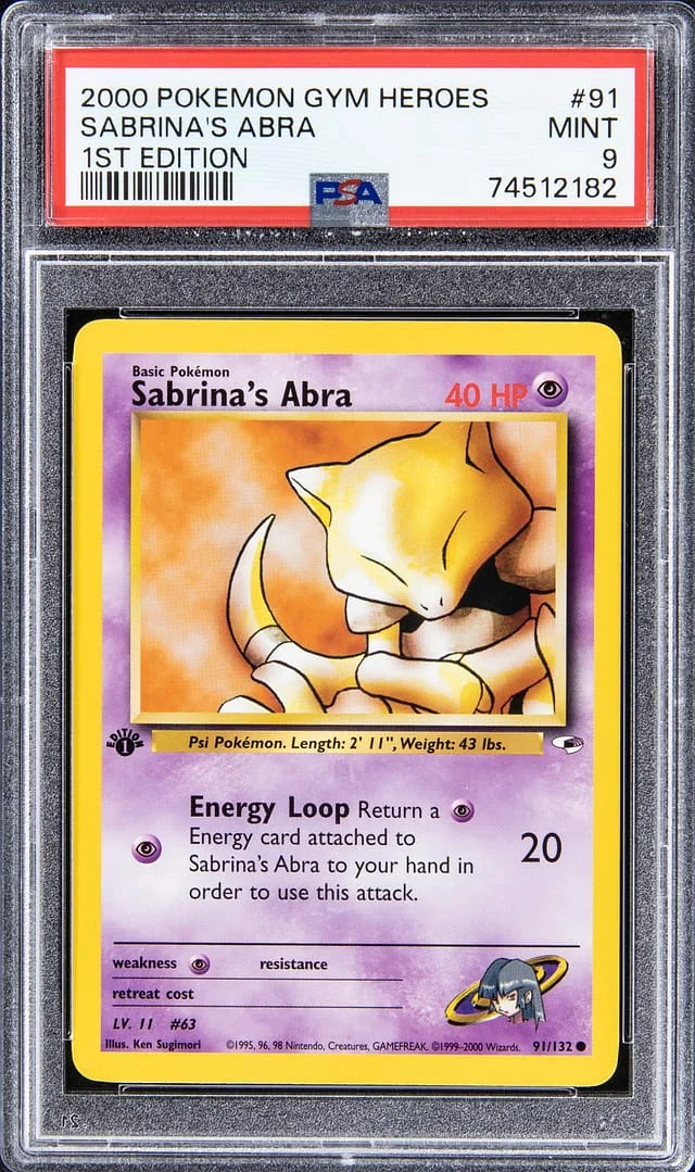 2000 Pokemon Gym Heroes 1st Edition Sabrina's Abra #91 card image