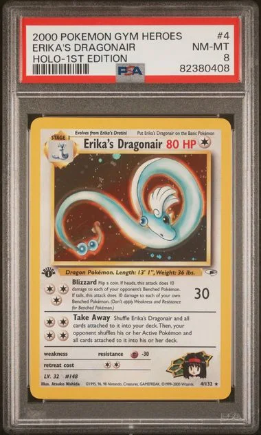2000 Pokemon Gym Heroes Holo-1St Edition Erika's Dragonair #4 card image