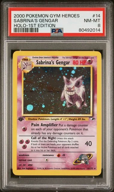 2000 Pokemon Gym Heroes Holo-1St Edition Sabrina's Gengar #14 card image