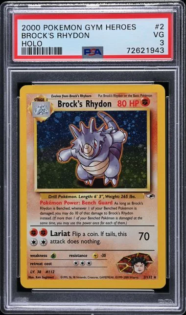 2000 Pokemon Gym Heroes Holo Brock's Rhydon #2 card image