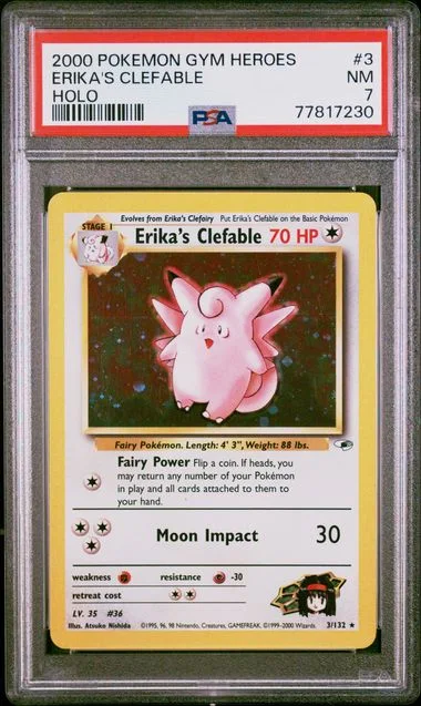 2000 Pokemon Gym Heroes Holo Erika's Clefable #3 card image