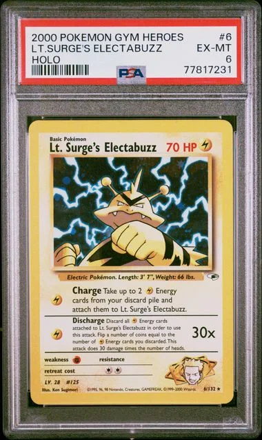 2000 Pokemon Gym Heroes Holo Lt. Surge's Electabuzz #6 card image