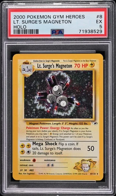 2000 Pokemon Gym Heroes Holo Lt. Surge's Magneton #8 card image