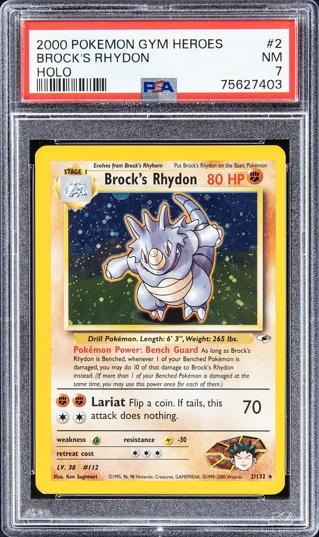 2000 Pokemon Gym Heroes Holofoil Brock's Rhydon #2 card image