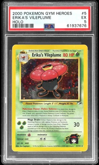 2000 Pokemon Gym Heroes Holofoil Erika's Vileplume #5 card image