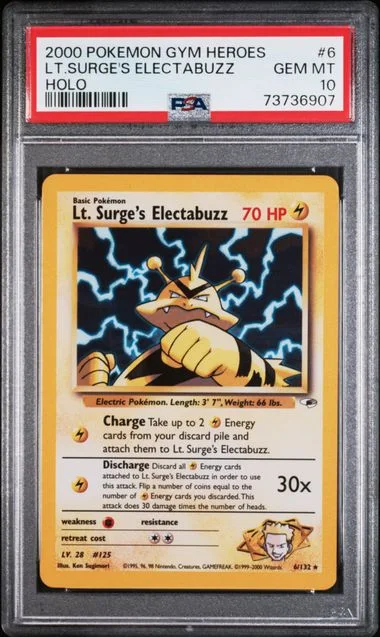 2000 Pokemon Gym Heroes Holofoil Lt. Surge's Electabuzz #6 card image