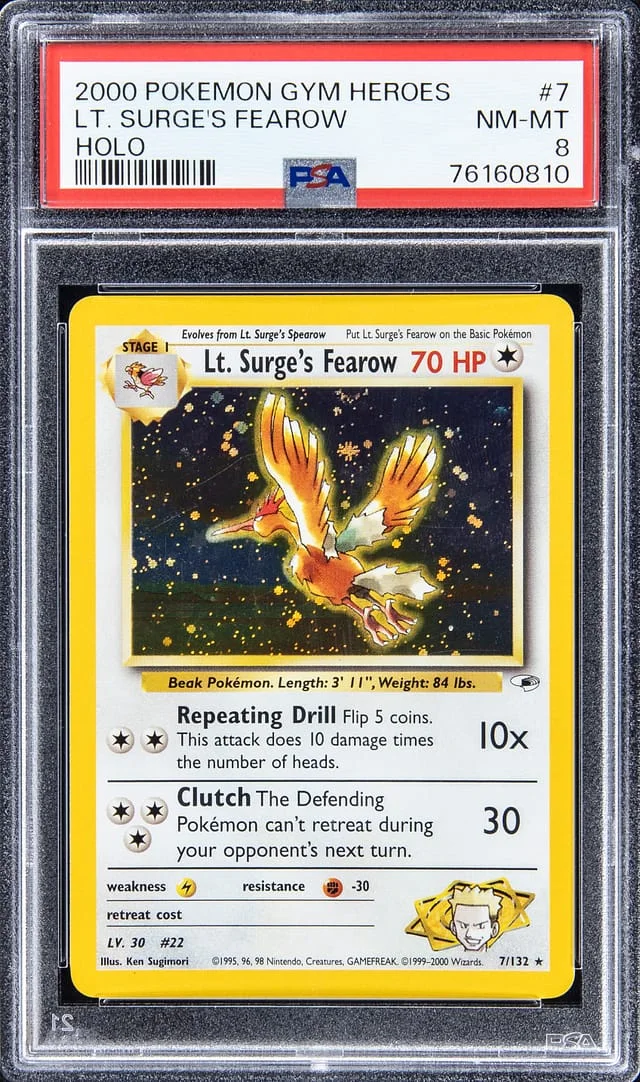 2000 Pokemon Gym Heroes Holofoil Lt. Surge's Fearow #7 card image