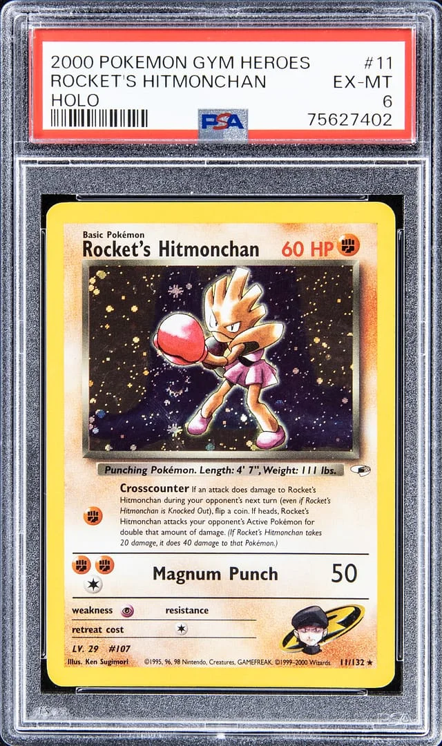 2000 Pokemon Gym Heroes Holofoil Rocket's Hitmonchan #11 card image