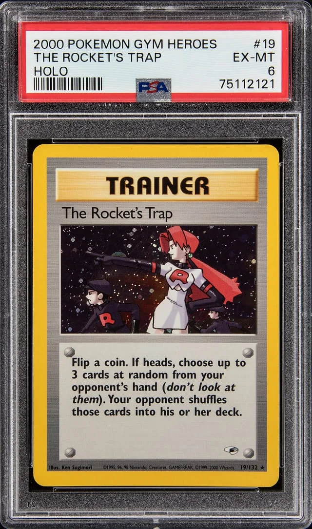 2000 Pokemon Gym Heroes Holofoil - Trainer The Rocket's Trap #19 card image