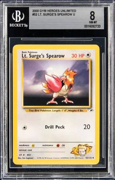 2000 Pokemon Gym Heroes Lt. Surge's Spearow #52 card image