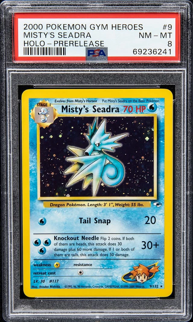 2000 Pokemon Gym Heroes Prerelease Misty's Seadra Holo #9 card image