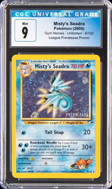 2000 Pokemon Gym Heroes PreRelease Promo Rare Holofoil Misty's Seadra #9 card image