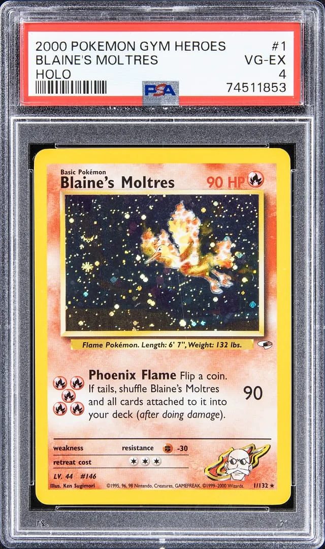 2000 Pokemon Gym Heroes Rare Holofoil Blaine's Moltres #1 card image