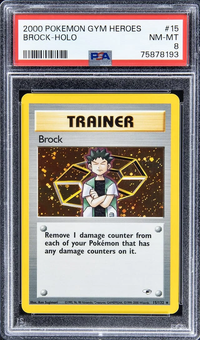 2000 Pokemon Gym Heroes Rare Holofoil Brock #15 card image