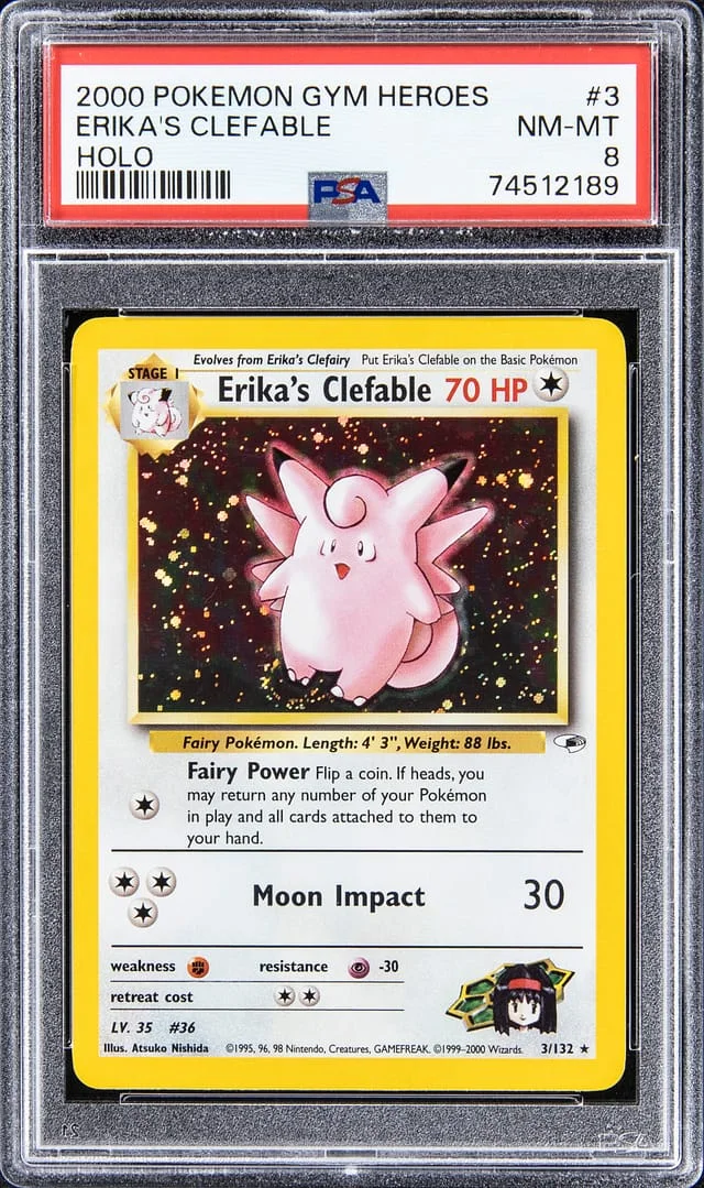 2000 Pokemon Gym Heroes Rare Holofoil Erika's Clefable #3 card image
