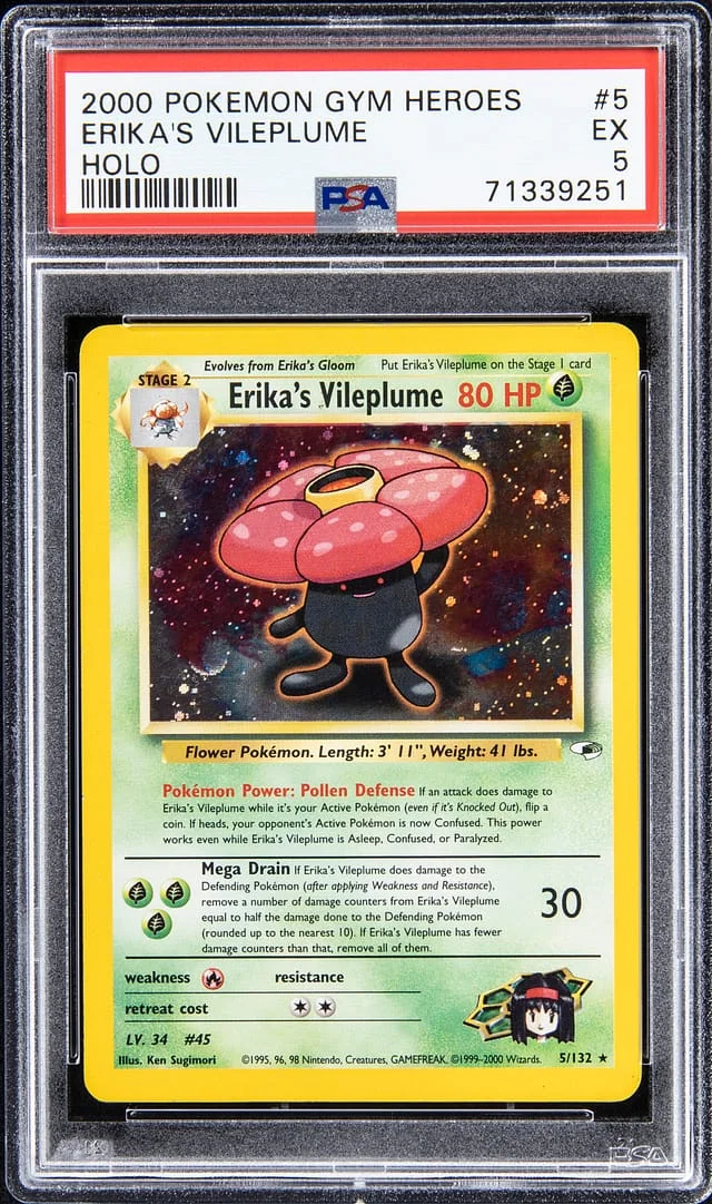 2000 Pokemon Gym Heroes Rare Holofoil Erika's Vileplume #5 card image