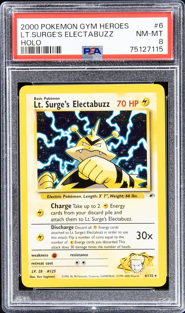 2000 Pokemon Gym Heroes Rare Holofoil Lt. Surge's Electabuzz #6 card image