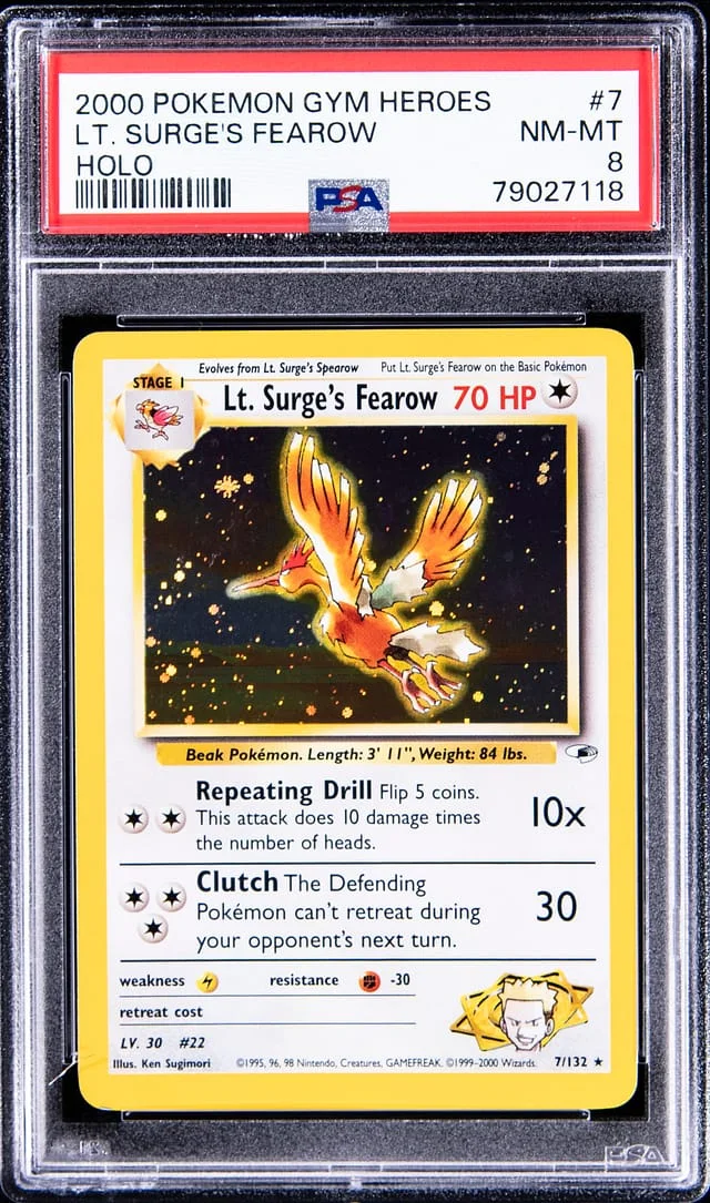 2000 Pokemon Gym Heroes Rare Holofoil Lt. Surge's Fearow #7 card image