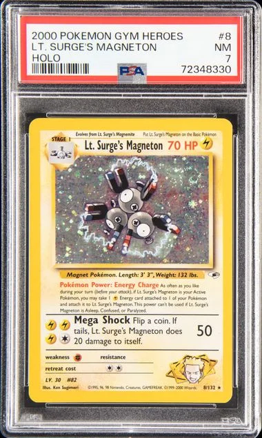 2000 Pokemon Gym Heroes Rare Holofoil Lt. Surge's Magneton #8 card image