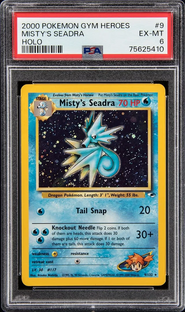 2000 Pokemon Gym Heroes Rare Holofoil Misty's Seadra #9 card image