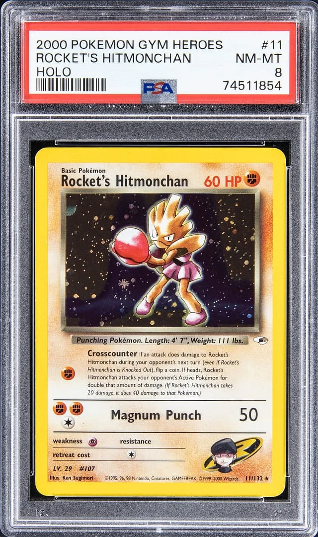 2000 Pokemon Gym Heroes Rare Holofoil Rocket's Hitmonchan #11 card image