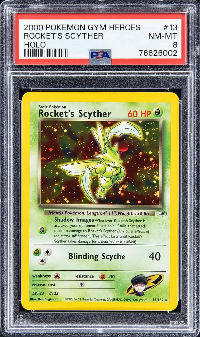 2000 Pokemon Gym Heroes Rare Holofoil Rocket's Scyther #13 card image