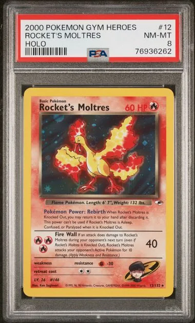 2000 Pokemon Gym Heroes Rocket's Moltres #12 card image