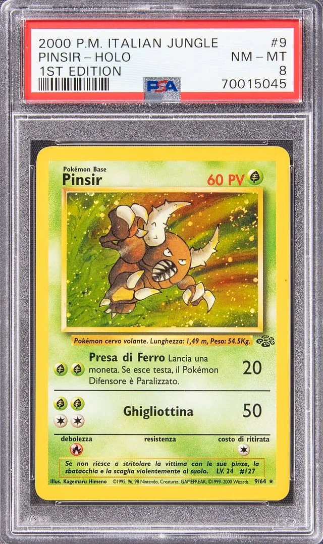 2000 Pokemon Italian Jungle 1st Edition Rare Holofoil Pinsir #9 card image