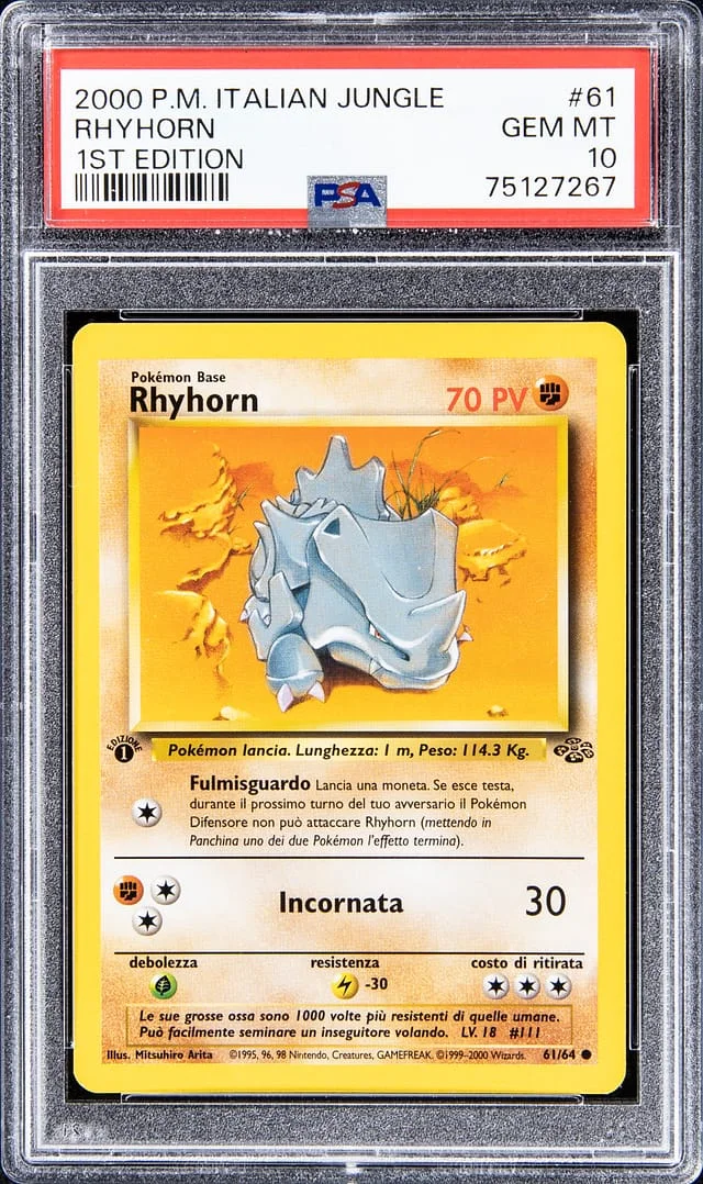 2000 Pokemon Italian Jungle 1st Edition Rhyhorn #61 card image