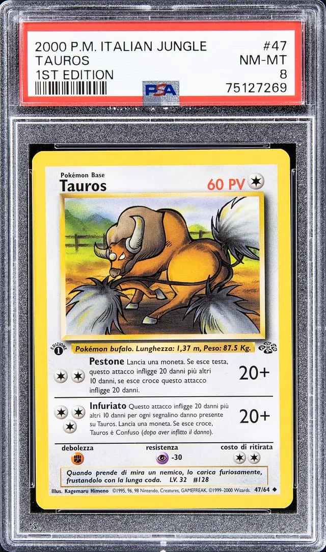 2000 Pokemon Italian Jungle 1st Edition Tauros #47 card image