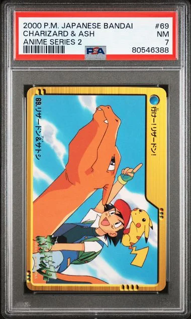 2000 Pokemon Japanese Bandai Anime Series 2 Charizard & Ash #69 card image