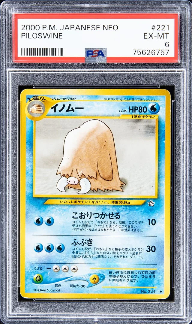 2000 Pokemon Japanese Neo Piloswine #221 card image