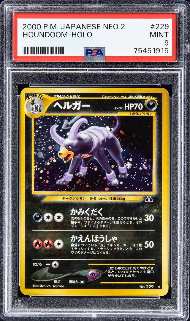 2000 Pokemon Japanese Neo Rare Holofoil Houndoom #229 card image