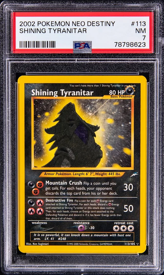 2000 Pokemon Neo Destiny Shining Tyranitar #113 card image