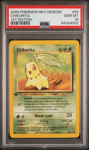 2000 Pokemon Neo Genesis 1st Edition Chikorita #54 card image