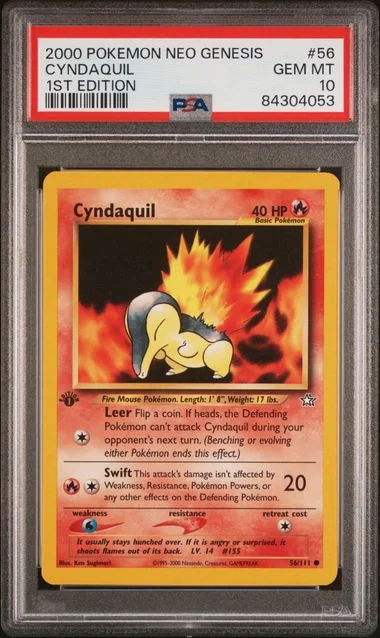 2000 Pokemon Neo Genesis 1st Edition Cyndaquil #56 card image