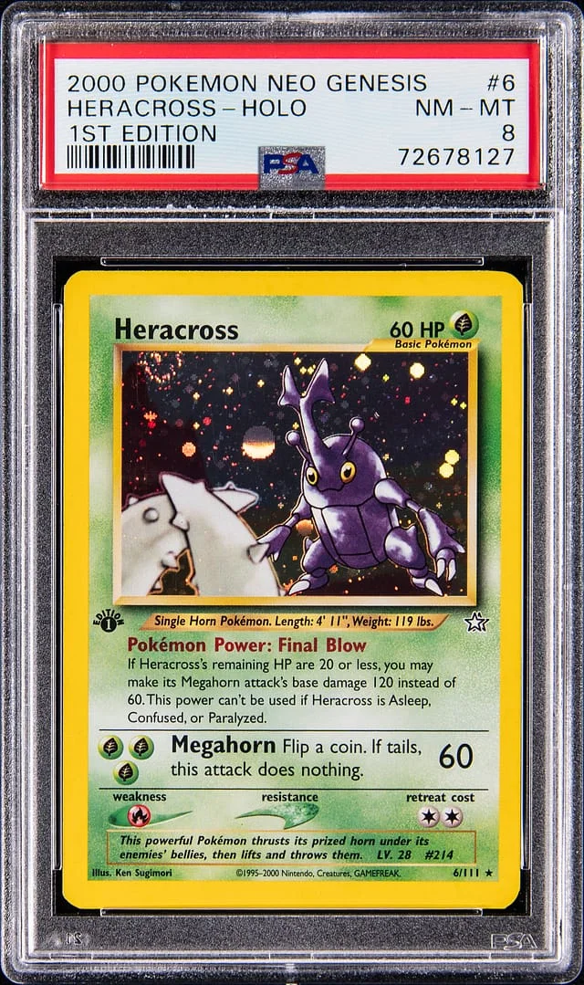 2000 Pokemon Neo Genesis 1st Edition Holo Heracross #6 card image