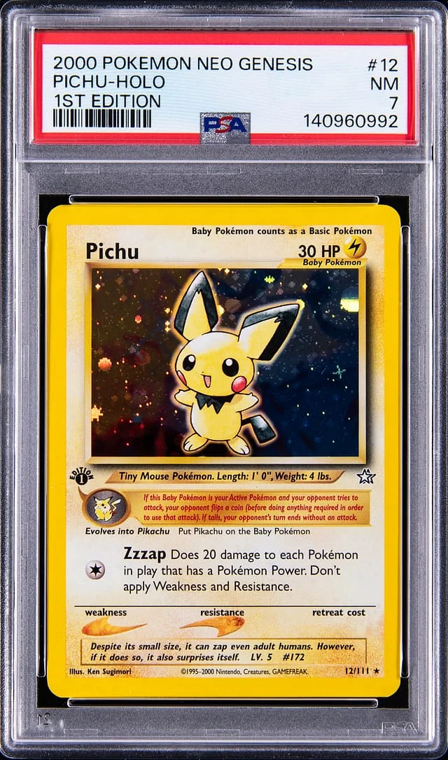 2000 Pokemon Neo Genesis 1st Edition Holo Pichu #12 card image