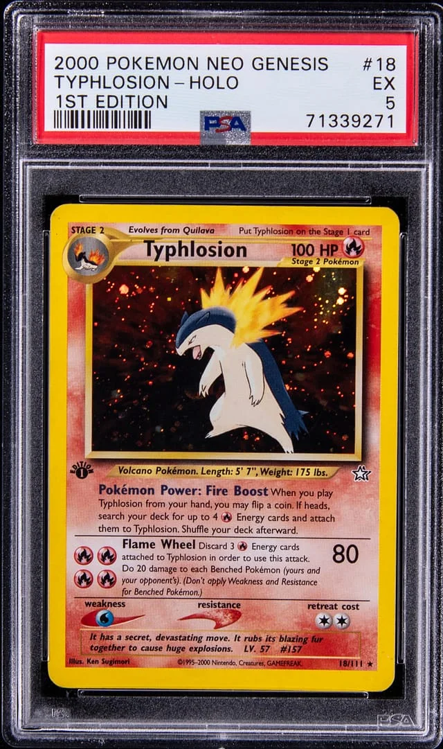 2000 Pokemon Neo Genesis 1st Edition Holo Typhlosion #18 card image