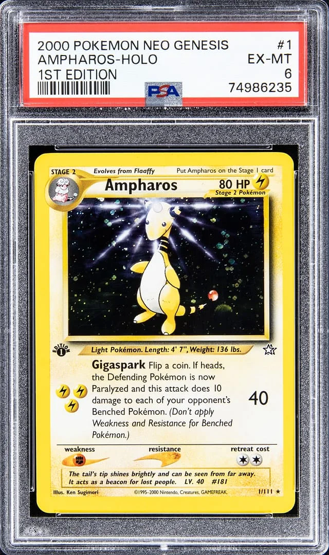 2000 Pokemon Neo Genesis 1st Edition - Holofoil Ampharos #1 card image