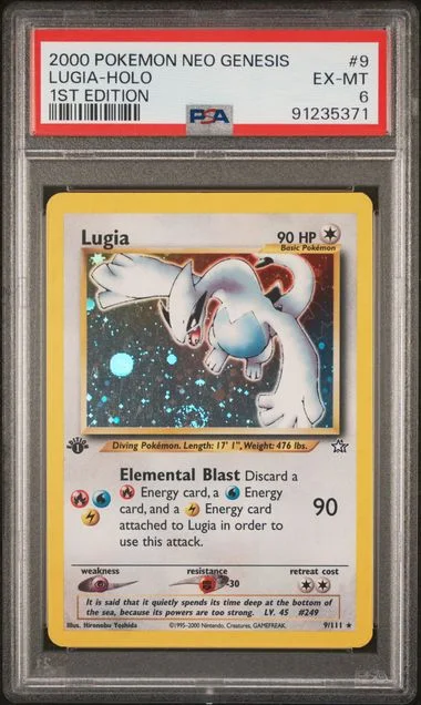 2000 Pokemon Neo Genesis 1st Edition - Holofoil Lugia #9 card image