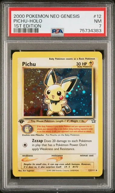 2000 Pokemon Neo Genesis 1st Edition Pichu-Holo #12 card image