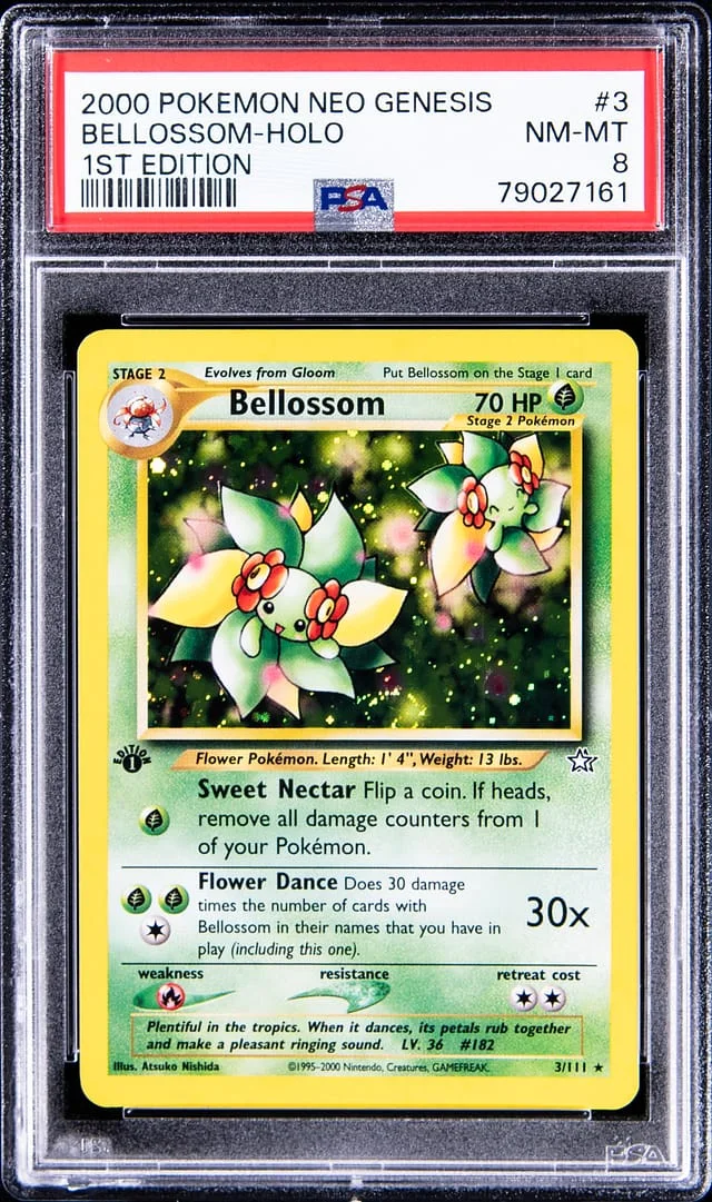 2000 Pokemon Neo Genesis 1st Edition Rare Holofoil Bellossom #3 card image