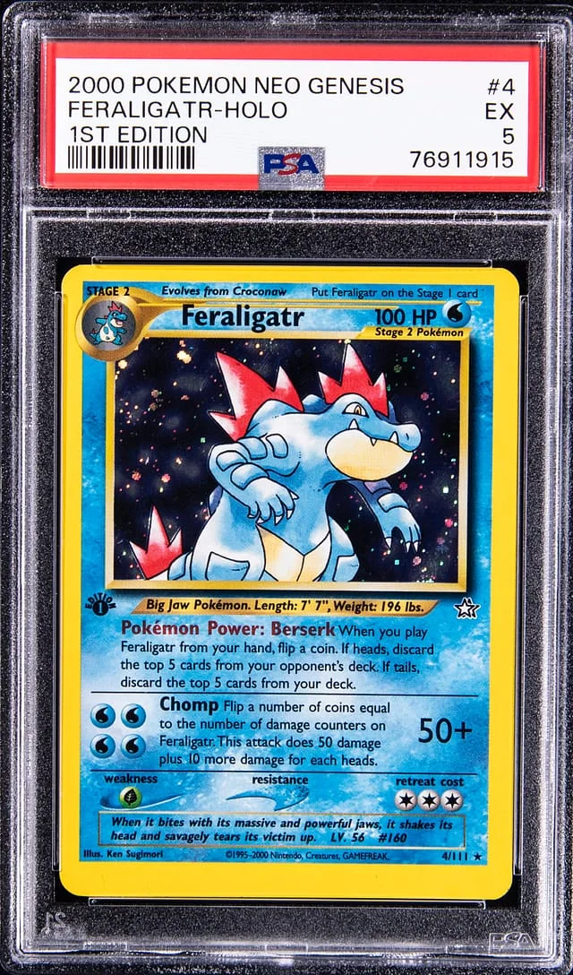 2000 Pokemon Neo Genesis 1st Edition Rare Holofoil Feraligatr #4 card image