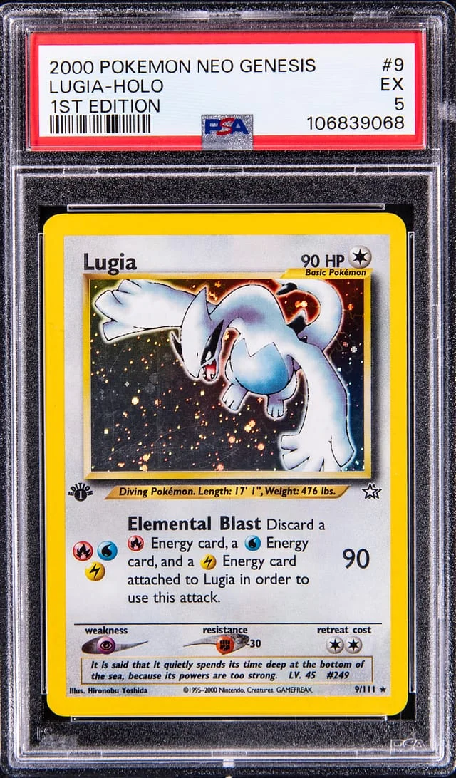 2000 Pokemon Neo Genesis 1st Edition Rare Holofoil Lugia #9 card image