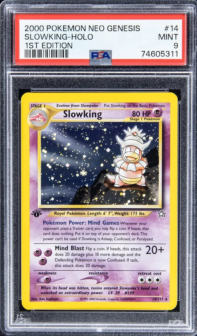 2000 Pokemon Neo Genesis 1st Edition Rare Holofoil Slowking #14 card image