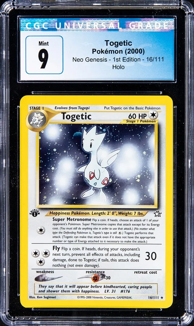 2000 Pokemon Neo Genesis 1st Edition Rare Holofoil Togetic #16 card image